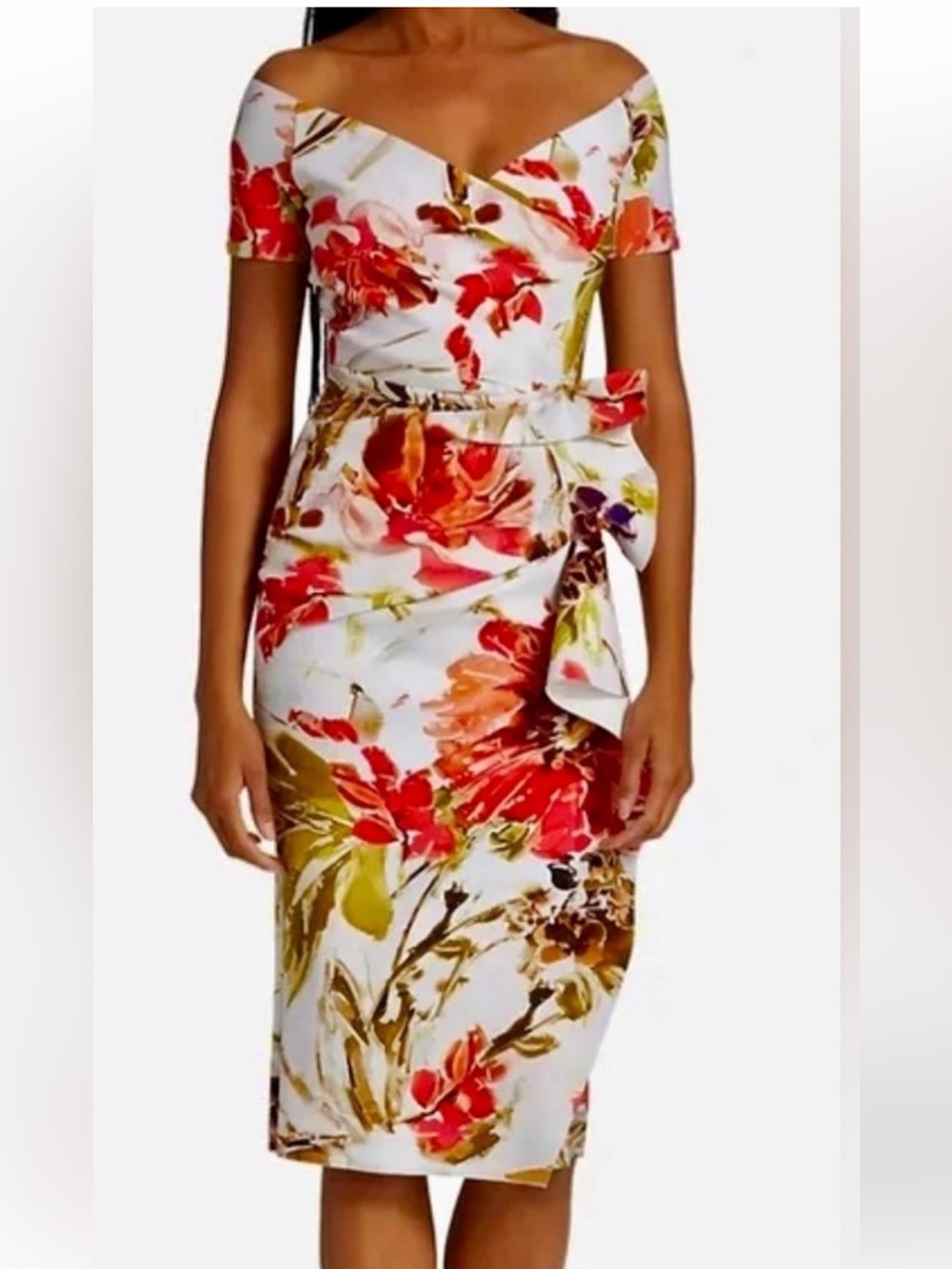 CHIARA BONI LA PETITE ROBE Ruffle Floral-Print Bodycon Midi Dress - Picture 9 of 9